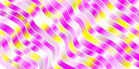 Light Pink, Yellow vector background with bent lines. Colorful abstract illustration with gradient curves. Pattern for commercials, ads.