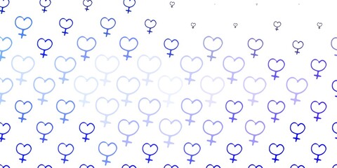 Light Purple vector pattern with feminism elements.