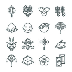 Chinese new year line icon set 2