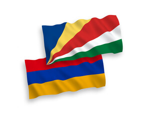 Flags of Armenia and Seychelles on a white background