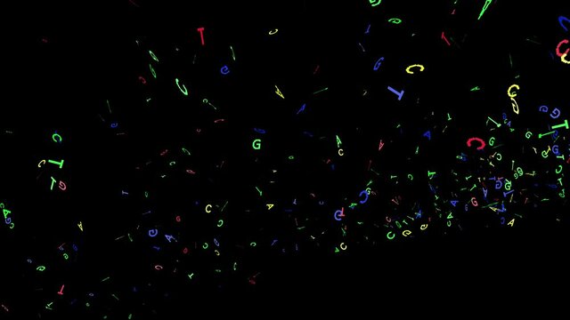 Genetic Code AGTC Colorful Seamless Looping Particle Effects - DNA Genome Sequencing Letters 