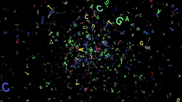 Genetic Code AGTC Colorful Seamless Looping Particle Effects - DNA Genome Sequencing Letters 