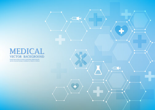 hexagon infigraphic medical concept.blue vector background.