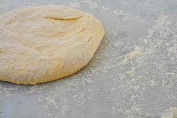 Pizza dough standing on the countertop