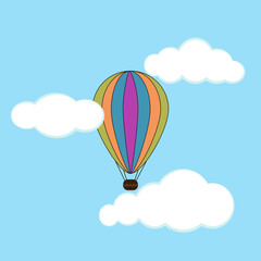 Fototapeta premium The balloon is in the air. Creative travel icon flat vector icon image.