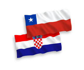 Fototapeta premium Flags of Chile and Croatia on a white background