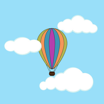 The balloon is in the air. Creative travel icon flat vector icon image.