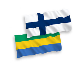 Flags of Finland and Gabon on a white background