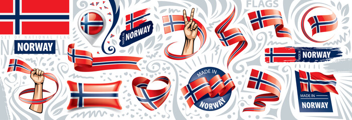 Vector set of the national flag of Norway in various creative designs