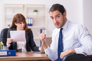 Fototapeta premium Business meeting between businessman and businesswoman