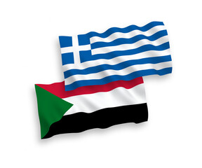 Flags of Greece and Sudan on a white background