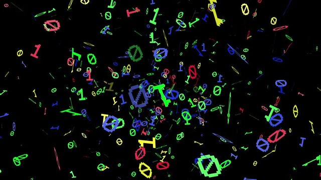 1s and 0s Programing Computer Code Technology in a Seamless Particle Loop - Big Data Systems