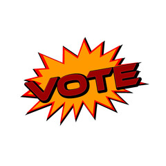 Comic text speech bubble Vote isolated on white background