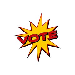 Comic text speech bubble Vote isolated on white background