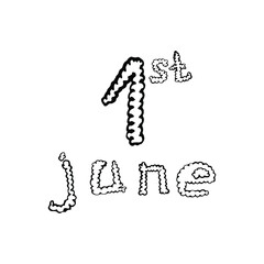Lettering June 1st. Vector illustration on a white background.