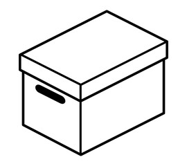 paper box / cartoon vector and illustration, black and white style, isolated on white background