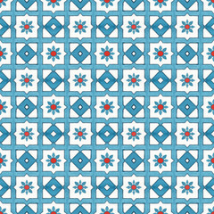 Watercolor hand drawn maroccan tiles seamless pattern.