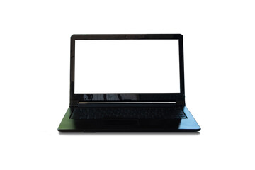 Black laptop with white background