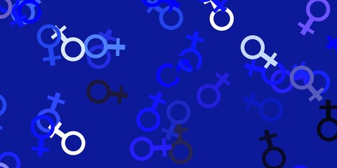 Light Purple vector texture with women's rights symbols.