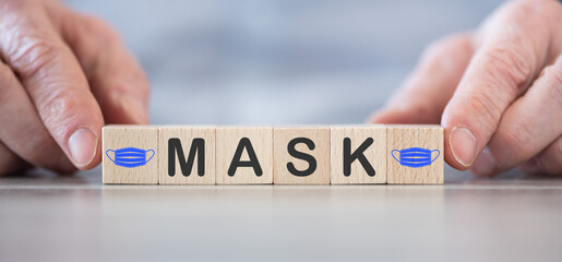 Concept of infection prevention; wearing a mask