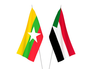 Myanmar and Sudan flags