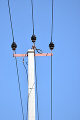 Top of the power line support close up