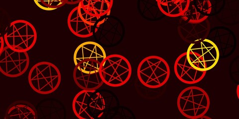 Light Red, Yellow vector background with occult symbols.