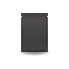 Blank black double sided flat foil ziplock bag for food or healthy product.