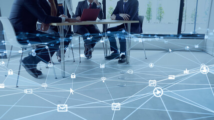 Business network concept. Connection of business. Software development. Smart office.