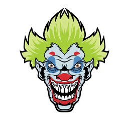 Evil cartoon clown illustration.	