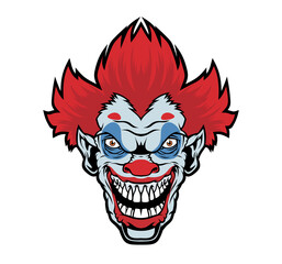 Evil cartoon clown illustration.	