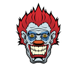 Evil cartoon clown illustration.	