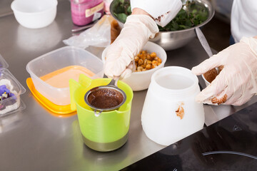 The process of making delicious chocolate glaze.