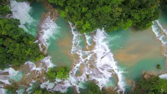 Flying above mexican waterfalls