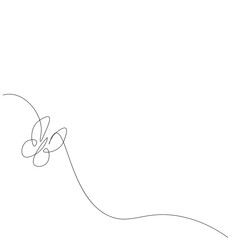 Butterfly fly line drawing, vector illustration	