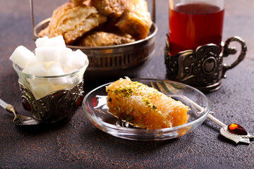 Baklava sweet dessert pastries served
