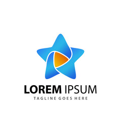 Fototapeta premium Abstract Gradient Star Media Play Logo Design Template Premium Vector