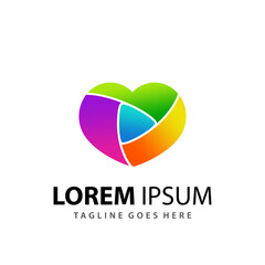 Abstract Gradient Love Play Media Colorful Logo Design Template Premium Vector