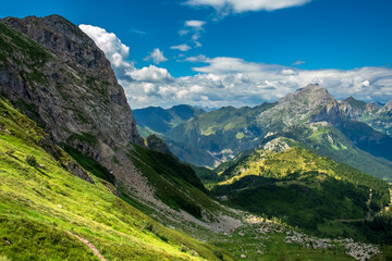 Summer day trekking in the Carnic Alps, Friuli Venezia-Giulia, Italy