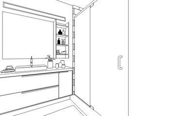 Contemporary Bathroom Integration (sketch) - 3d visualization