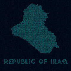 Republic of Iraq tech map. Country symbol in digital style. Cyber map of Republic of Iraq with country name. Neat vector illustration.