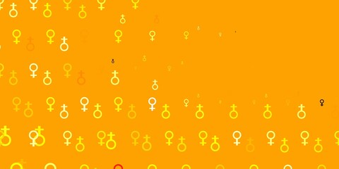 Light Red, Yellow vector pattern with feminism elements.