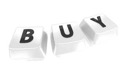 BUY written in black on white computer keys.