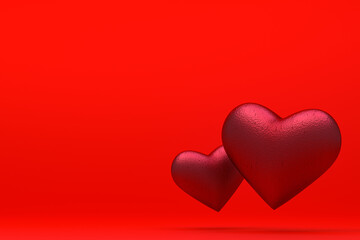 3d Rendering Red heart on Red background for valentines day, Red heart on the day of love