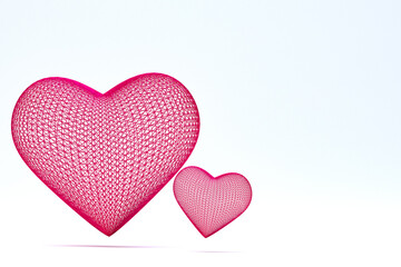 Pink heart 3D rendering background for valentines day, Pink heart on the day of love