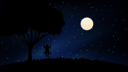 Obraz na płótnie Canvas night scene with moon