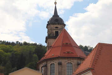Blick nach Königstein, Stadt-Kirche Königstein