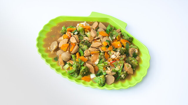 close up of healthy chinese food capcay