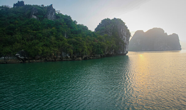 Sunset over Ha Long Bay, Vietnam.