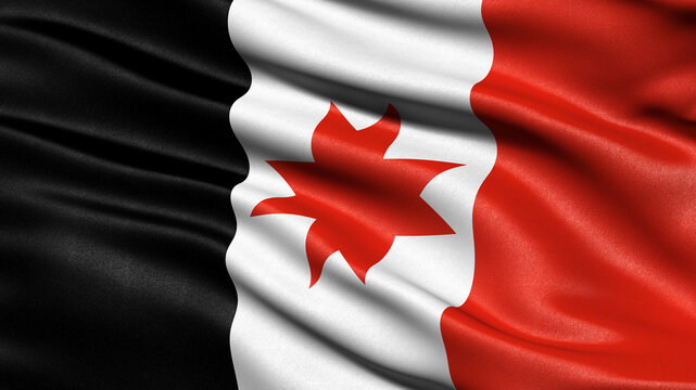 Flag of the Udmurt Republic waving in the wind. 3D illustration.